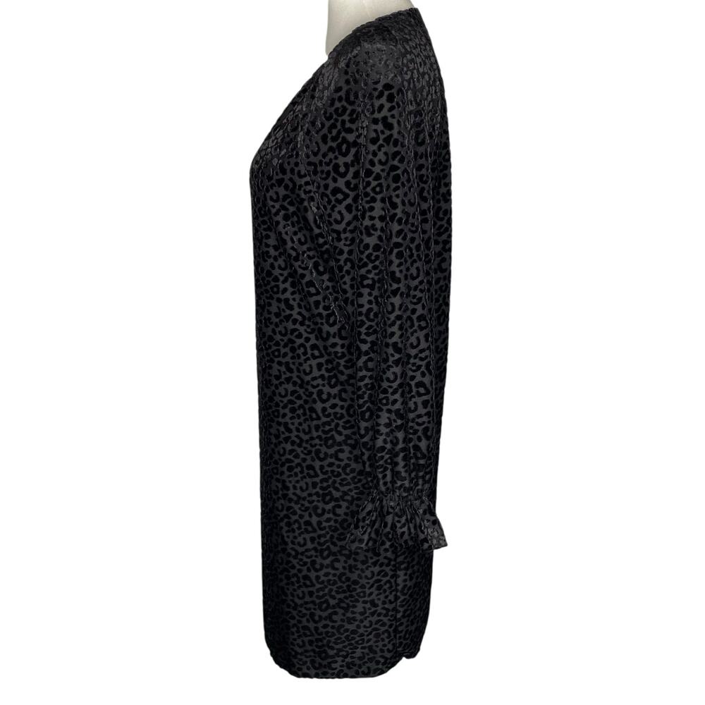 Nine West Shift Dress Black Leopard Print Velvet Burnout Size 16 Indie Witchy - Picture 8 of 16